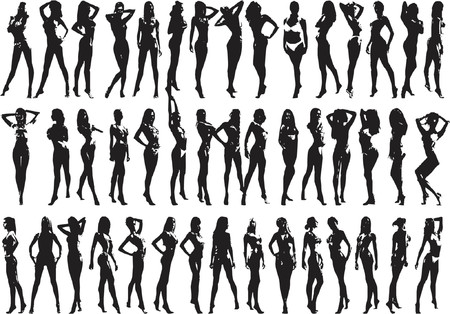 Beautyfull Girls - Silhouette Illustrationのイラスト素材