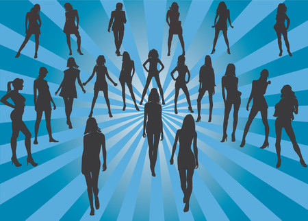  Posing women - silhouette vector illustrationのイラスト素材