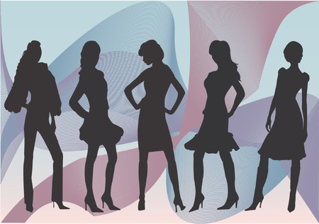 Stilysh fashion girls - vectorのイラスト素材