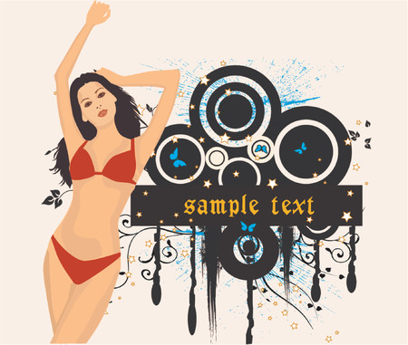 Attractive girl on grunge backgroundのイラスト素材