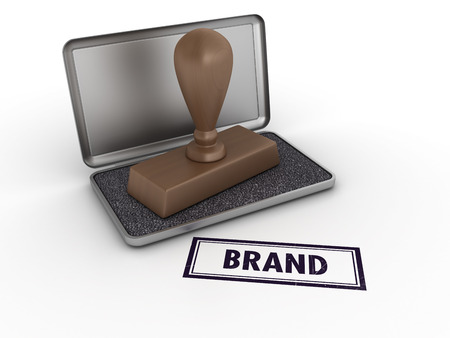 Rubber Stamp with BRAND Word - High Quality 3D Renderingの写真素材