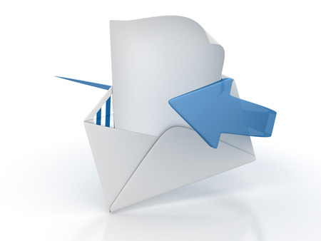 Envelope and Blank Paper with Arrow - High Quality 3D Renderingの写真素材