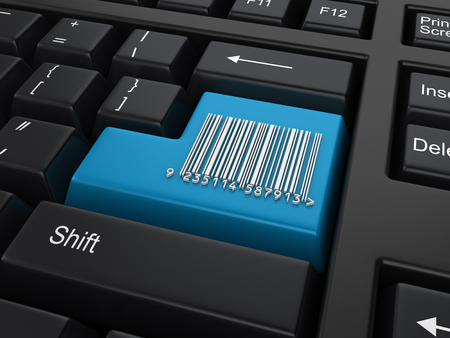 Enter Key with Bar Code - High Quality 3D Renderingの写真素材