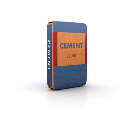 Cement Bag on White Background - High Quality 3D Renderingの写真素材