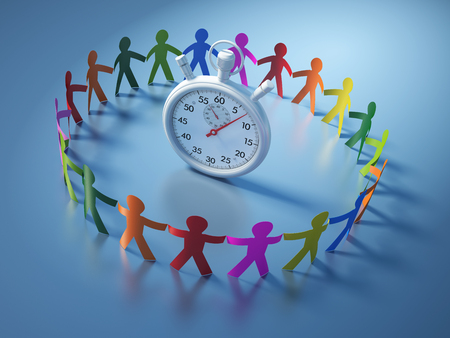 Circle of People with Stopwatch - Community Concept - High Quality 3D Renderingの写真素材