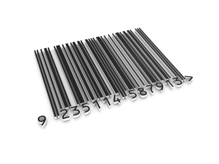 Bar Code on White Background - High Quality 3D Renderingの写真素材