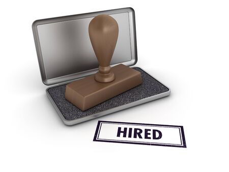 HIRED Rubber Stamp - High Quality 3D Renderingの写真素材