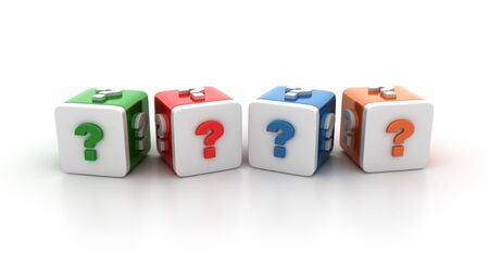 Buzzword Tile Blocks with QUESTION MARKS - High Quality 3D Renderingの写真素材