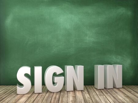 SIGN IN 3D Word on Chalkboard Background - High Quality 3D Renderingの写真素材
