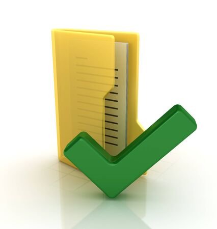 Computer Folder with Check Symbol - High Quality 3D Renderingの写真素材