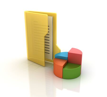 Computer Folder with Pie Chart - High Quality 3D Renderingの写真素材