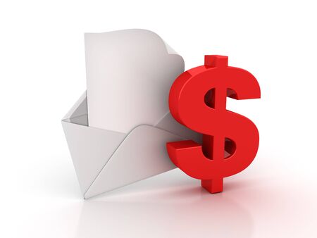 3D Envelope with Dollar Sign - High Quality 3D Renderingの写真素材