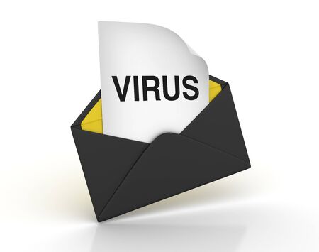 3D Envelope with VIRUS Word - High Quality 3D Renderingの写真素材
