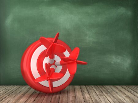 Target and Darts on Chalkboard Background - High Quality 3D Rendering