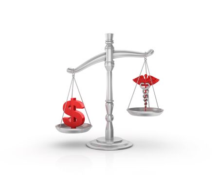 Cool Weight Scale with Caduceus and Dollar Sign - High Quality 3D Renderingの写真素材