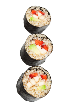 Sweet sushi rolls isolated on white background.の写真素材