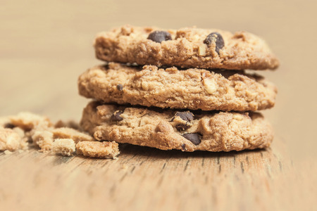 Delicious cookies on brown background.の写真素材