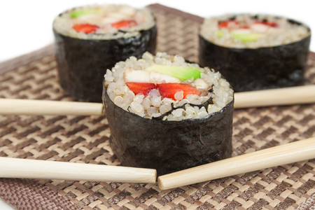 Sweet sushi quinoa rolls.の写真素材