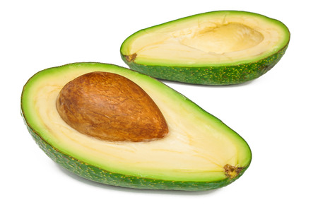 Fresh cut avocado isolated on white background.の写真素材