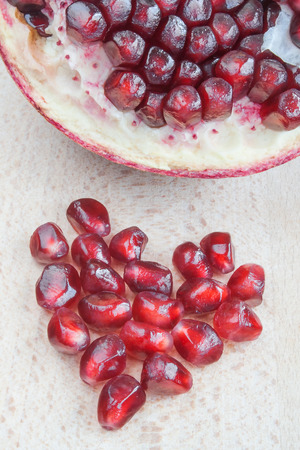 Close up image of pomegranate seeds and fruit.の写真素材