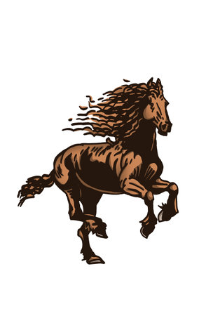 Vector hand-drawn color horse isolated on white background,graphical illustrationのイラスト素材