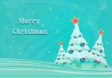 christmas trees in blue - vector card       のイラスト素材