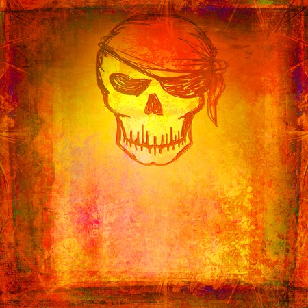 Skull Pirate - retro grunge cardの写真素材