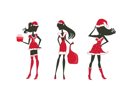 Set of Christmas girls-vector           のイラスト素材