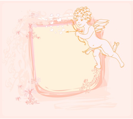 happy valentine's day card with cupidのイラスト素材