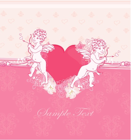 happy valentine's day card with cupid のイラスト素材