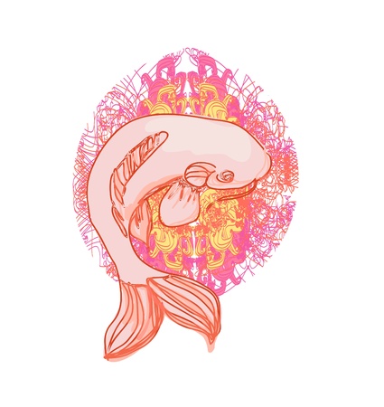 japanese koi vector backgroundのイラスト素材