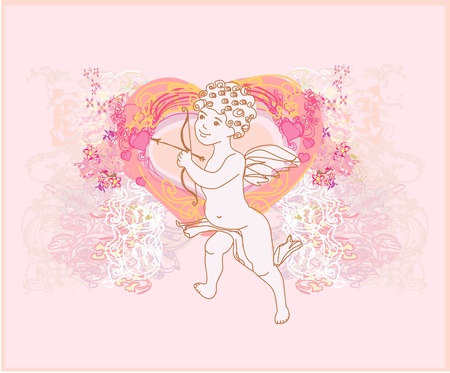 happy valentines day card with cupid のイラスト素材