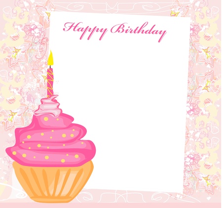 illustration of cute retro cupcakes card - Happy Birthday Cardのイラスト素材