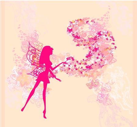 floral background with a beautiful fairy のイラスト素材