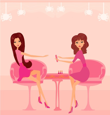 Young lady doing manicure in beauty salon のイラスト素材