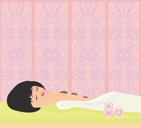 pretty girl enjoying elegant spaのイラスト素材