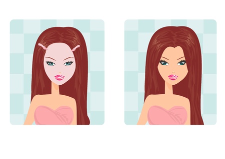 Cute woman applying moisturizer のイラスト素材