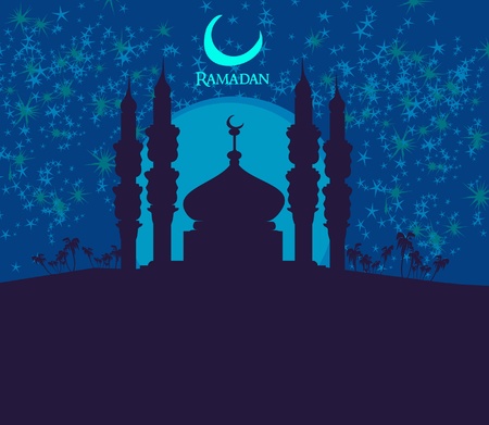 Ramadan background - mosque silhouette card のイラスト素材