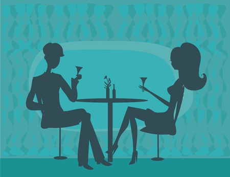Young couple flirt and drink champagne            のイラスト素材