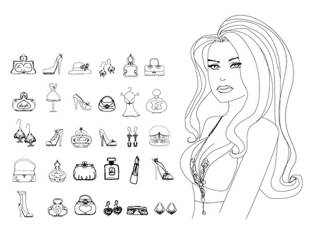 Fashion shopping icon doodle set のイラスト素材