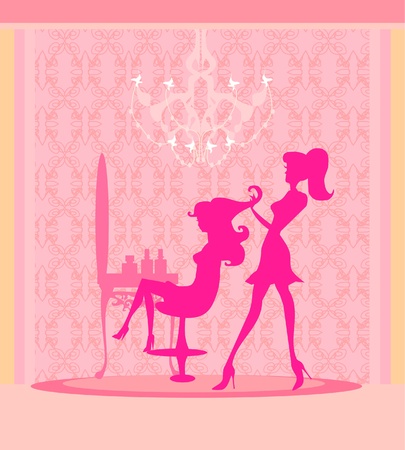 illustration of the beautiful woman in hairdressing salon .のイラスト素材