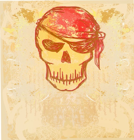 Skull Pirate - retro cardのイラスト素材