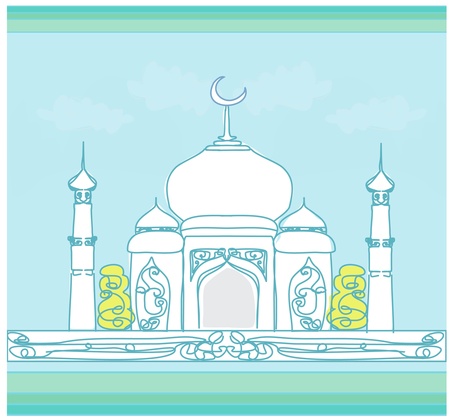 Ramadan background - mosque silhouette card のイラスト素材