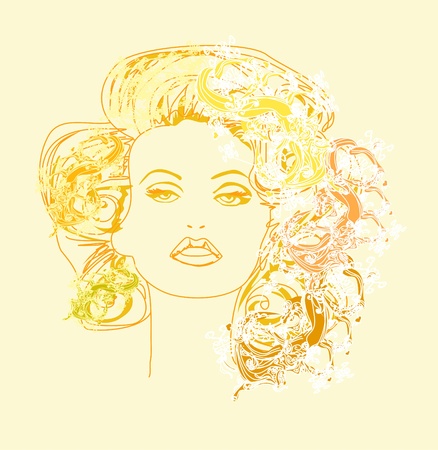 Abstract Beautiful Woman doodle Portrait                   のイラスト素材