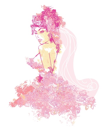 Abstract Beautiful Woman doodle Portrait          のイラスト素材