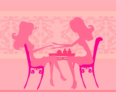 Young lady doing manicure in beauty salon のイラスト素材