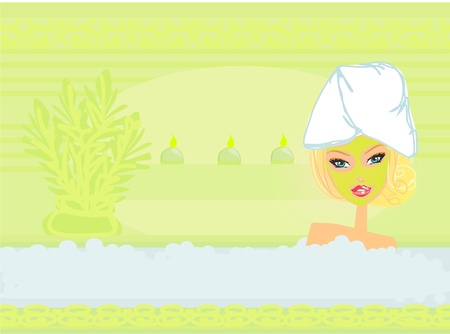 pretty girl enjoying elegant spa のイラスト素材