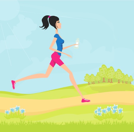 Jogging girl in summer のイラスト素材