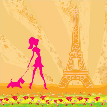 girl Shopping in Paris のイラスト素材