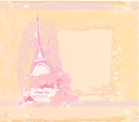 vintage retro Eiffel card のイラスト素材